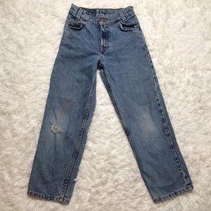 Vintage 90’s Levi’s 505 Classic Kids Size 8 Medium Wash Distressed Worn Boy Girl